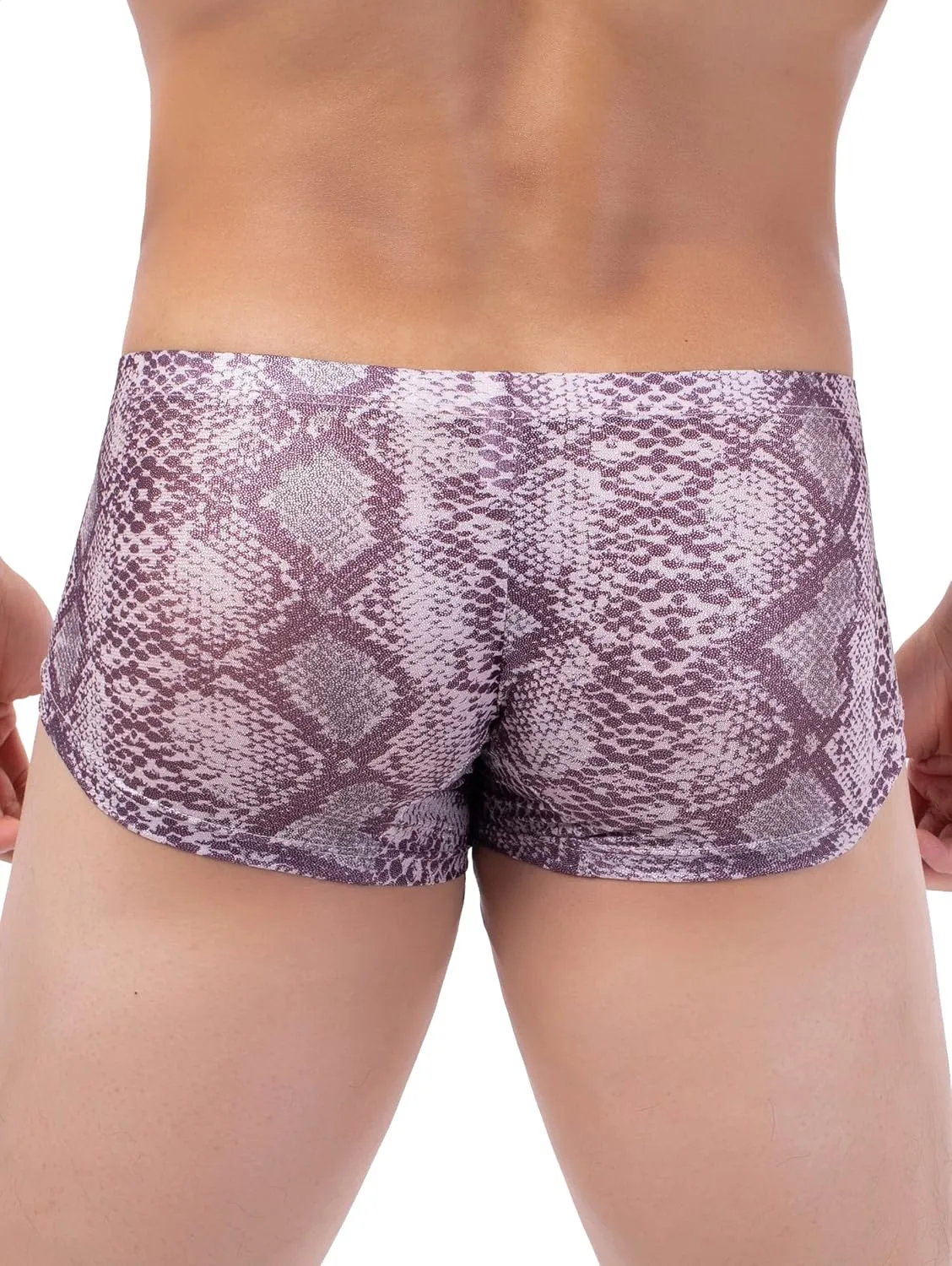 IKINGSKY Men's Snake Skin Pattern Boxer Briefs Breathable Bulge Shorts Underwear Sexy Low Rise Trunk Under Panties