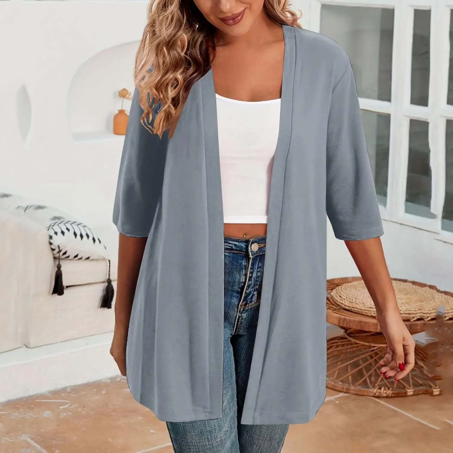 Longer Length Cardigans for Women for Women Casual Half Sleeve Duster Coats Lightweight Summer Sun Protection Cover Up
