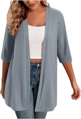 Longer Length Cardigans for Women for Women Casual Half Sleeve Duster Coats Lightweight Summer Sun Protection Cover Up