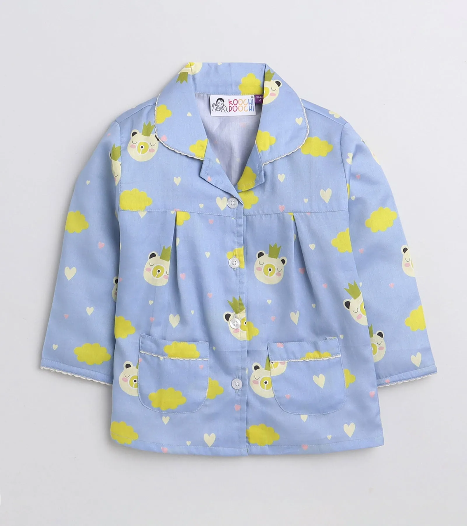 Love Cloud Printed Girls Night Suit Set