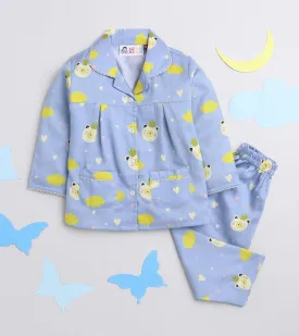 Love Cloud Printed Girls Night Suit Set