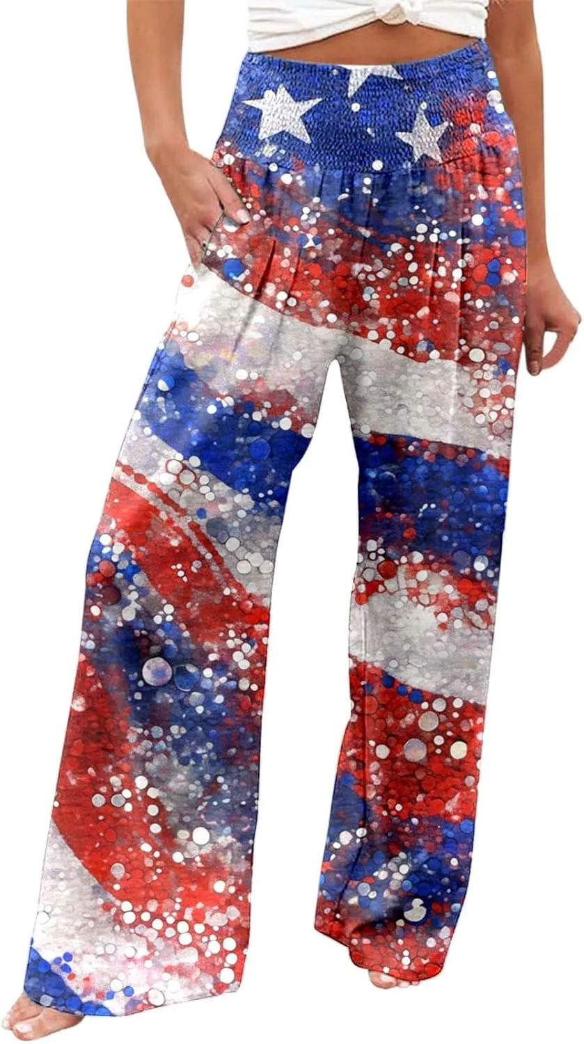 MBJ Women's Casual Comfy Solid/Tie Dye Wide Leg Palazzo Pants (XS~5XL) Lounger Pants for Women Plus Size