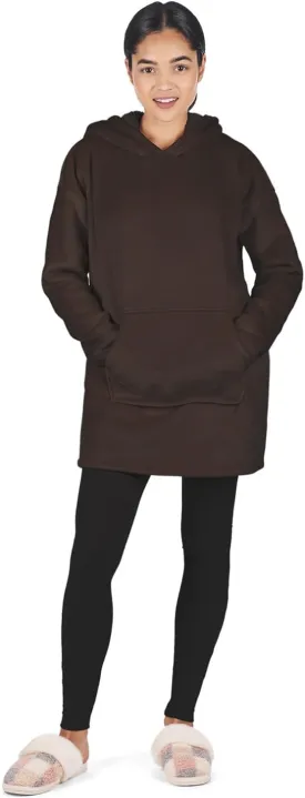 MeMoi Women's Sherpa-Lined Soft Velour Hooded Lounge Top
