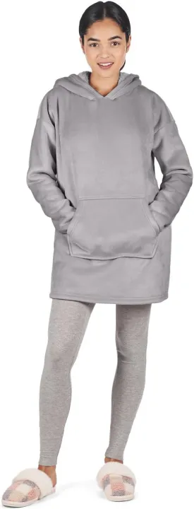 MeMoi Women's Sherpa-Lined Soft Velour Hooded Lounge Top