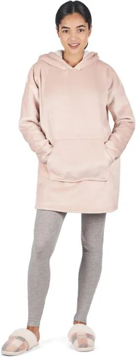 MeMoi Women's Sherpa-Lined Soft Velour Hooded Lounge Top