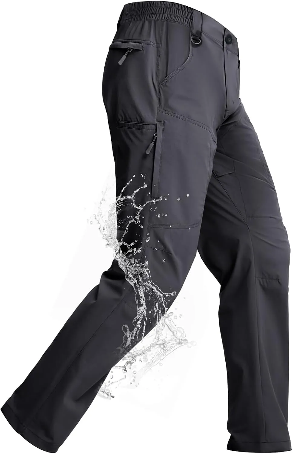 Mens Hiking Pants Lightweight Cargo Work Tactical Nylon Stretch Waterproof Quick Dry Fishing Travel Outdoor 6 Pockets
