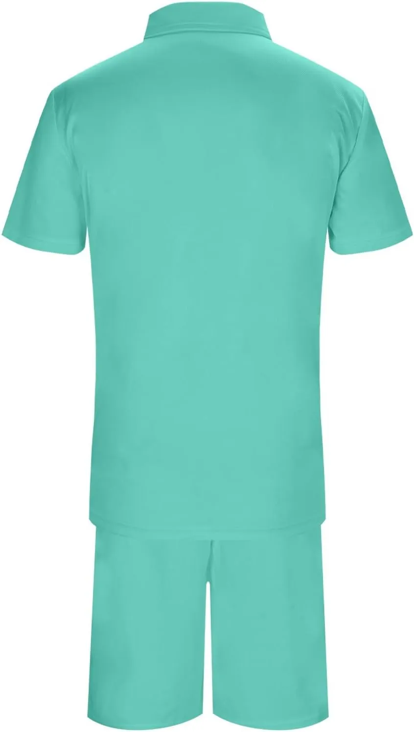 Mens Summer Track Suits 2 Piece Shorts Sets Short Sleeve Sweatsuit Outfits 1/4 Zip Golf Polo Shirt Breathable Loungewear