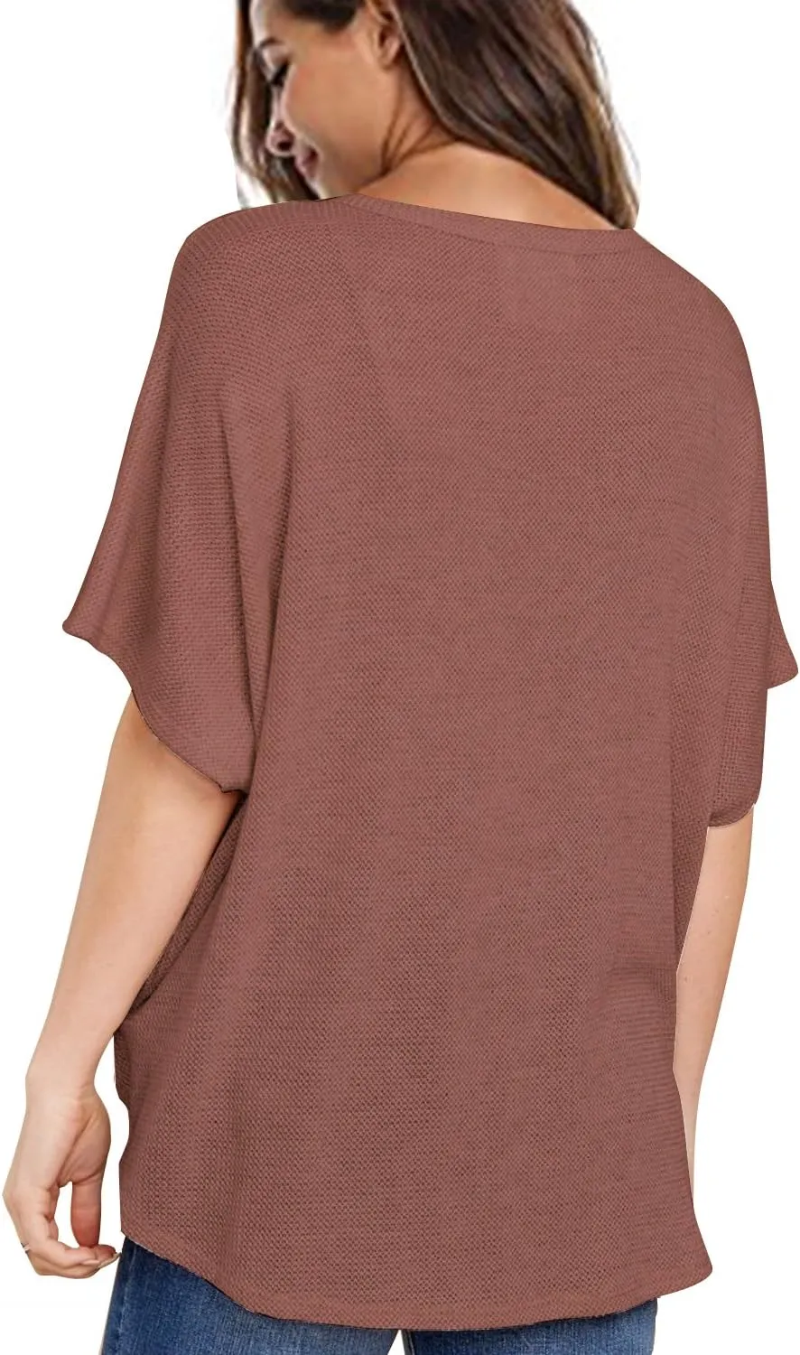 MIHOLL Womens Loose Blouse Short Sleeve V Neck Button Down T Shirts Tie Front Knot Casual Tops