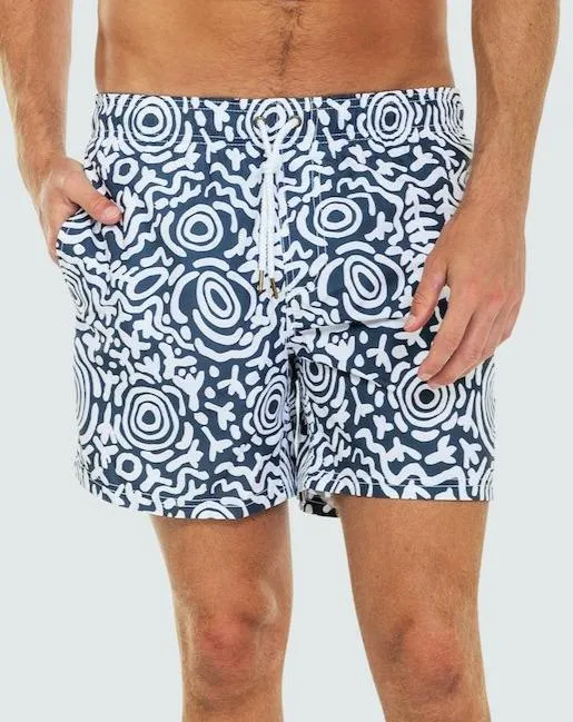 Ortc MENS NGARRINDJERI DREAMING SWIM SHORTS - BLUE WHITE