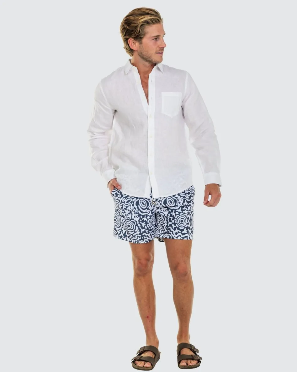 Ortc MENS NGARRINDJERI DREAMING SWIM SHORTS - BLUE WHITE