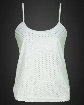 Polka Dotted Cotton Camisole With Neck Lace For Women - Color White - MA-8
