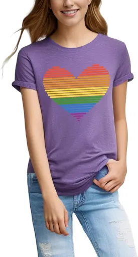 Pride Shirt Women Rainbow Shirts Lesbian Gay Pride T-Shirt LGBTQ Support Short Sleeve Pride Ally Equality Tee Tops