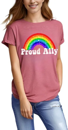 Pride Shirt Women Rainbow Shirts Lesbian Gay Pride T-Shirt LGBTQ Support Short Sleeve Pride Ally Equality Tee Tops