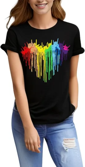 Pride Shirt Women Rainbow Shirts Lesbian Gay Pride T-Shirt LGBTQ Support Short Sleeve Pride Ally Equality Tee Tops
