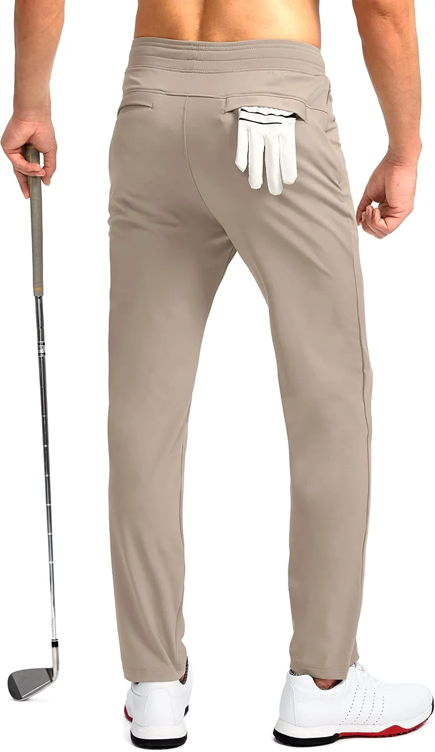 Pudolla Men's Golf Pants Stretch Sweatpants with Zipper Pockets Slim Fit Work Casual Joggers Pants for Men