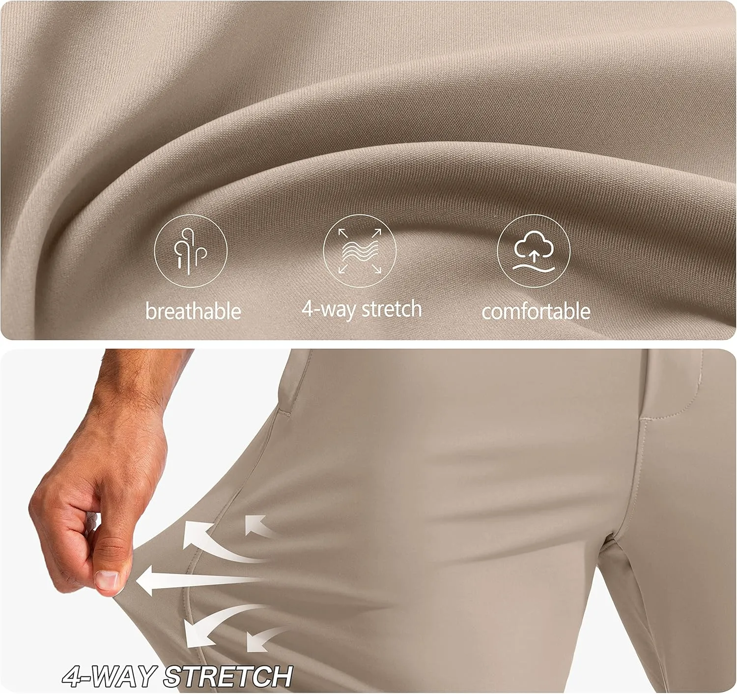 Pudolla Men's Golf Pants Stretch Sweatpants with Zipper Pockets Slim Fit Work Casual Joggers Pants for Men