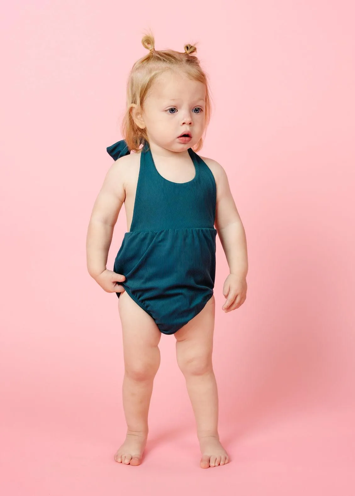 Ribbed Midnight Teal | Baby Romper One-Piece