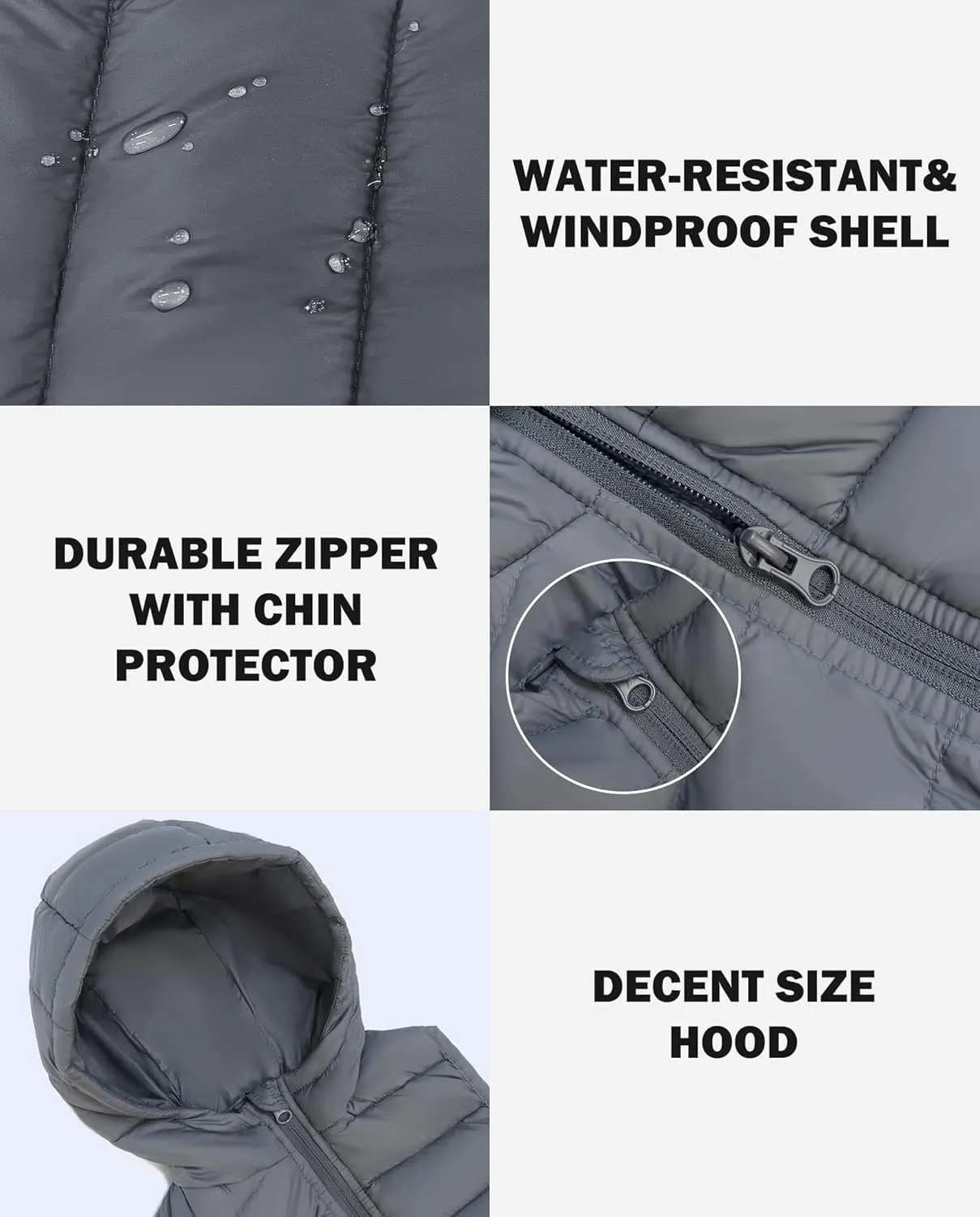SOLOCOTE Boy's Puffer Vest Hooded Coat Water-Resistant Warm Winter Fleece Sleeveless Girl's Jacket for 6-14 Years