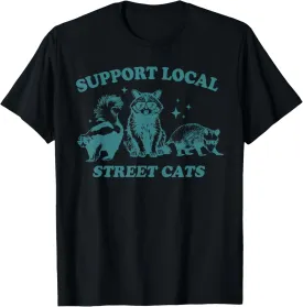 Support-Local-Street-Cat Funny Vintage Raccoon Opossum Skunk T-Shirt