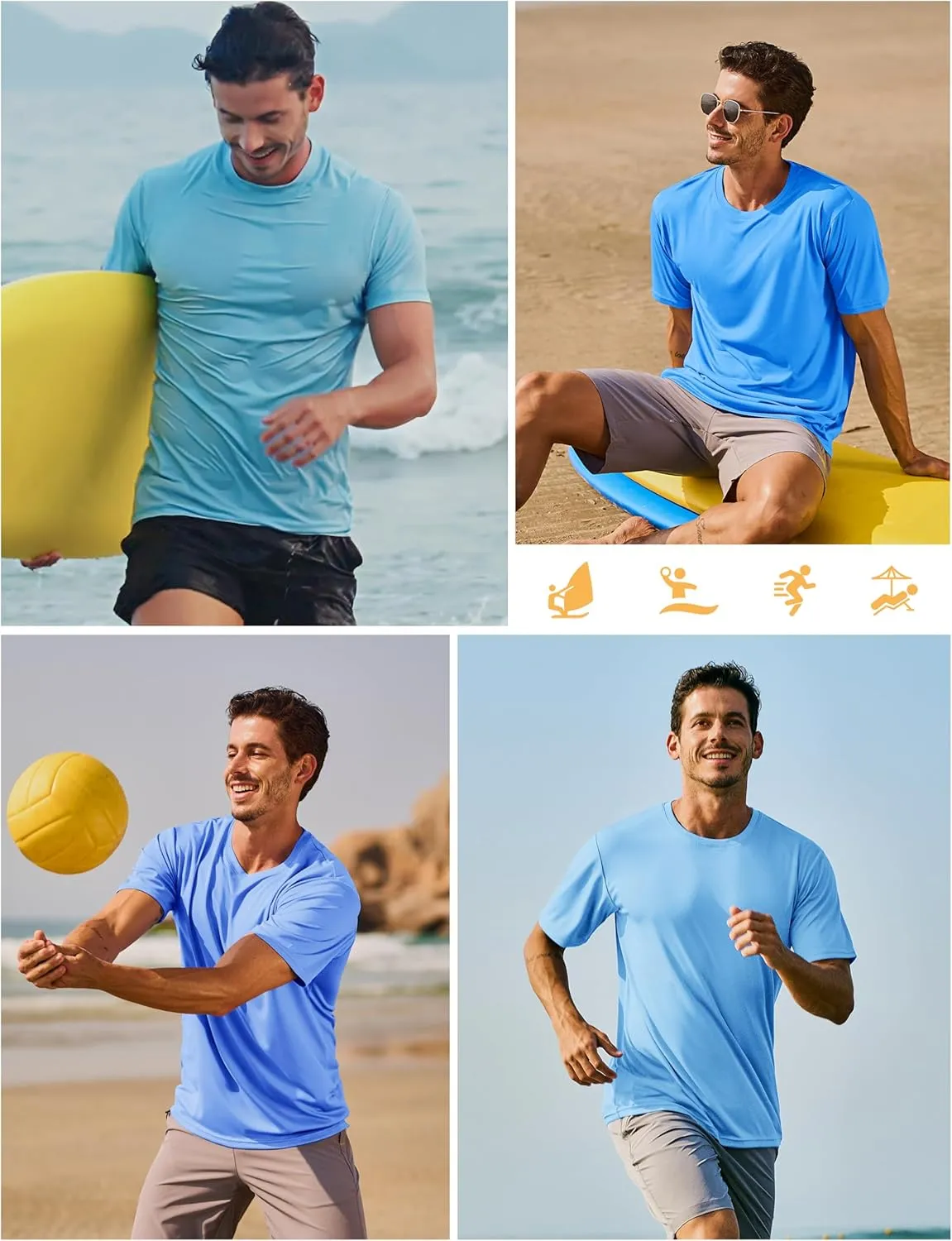 TACVASEN Swim Shirts for Men Rash Guard SPF Short Sleeve Sun T-Shirt UPF 50 Quick Dry Lightweight Fishing Water Shirt