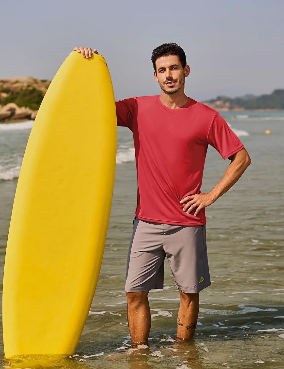 TACVASEN Swim Shirts for Men Rash Guard SPF Short Sleeve Sun T-Shirt UPF 50 Quick Dry Lightweight Fishing Water Shirt