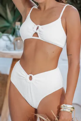 Textured Scoop Neck Bralette & High Waist Bikini Set