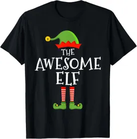 The awesome elf funny christmas matching family pajama T-Shirt