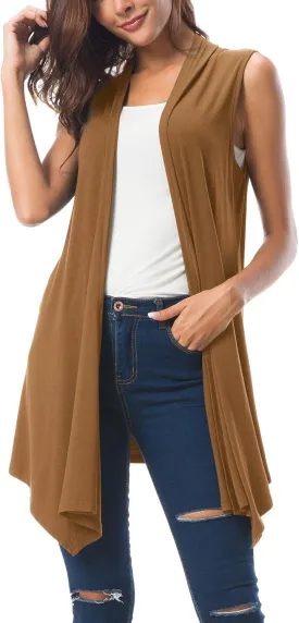 Urban CoCo Women's Sleeveless Cardigan Summer Open Front Vest Lightweight Cool Coat