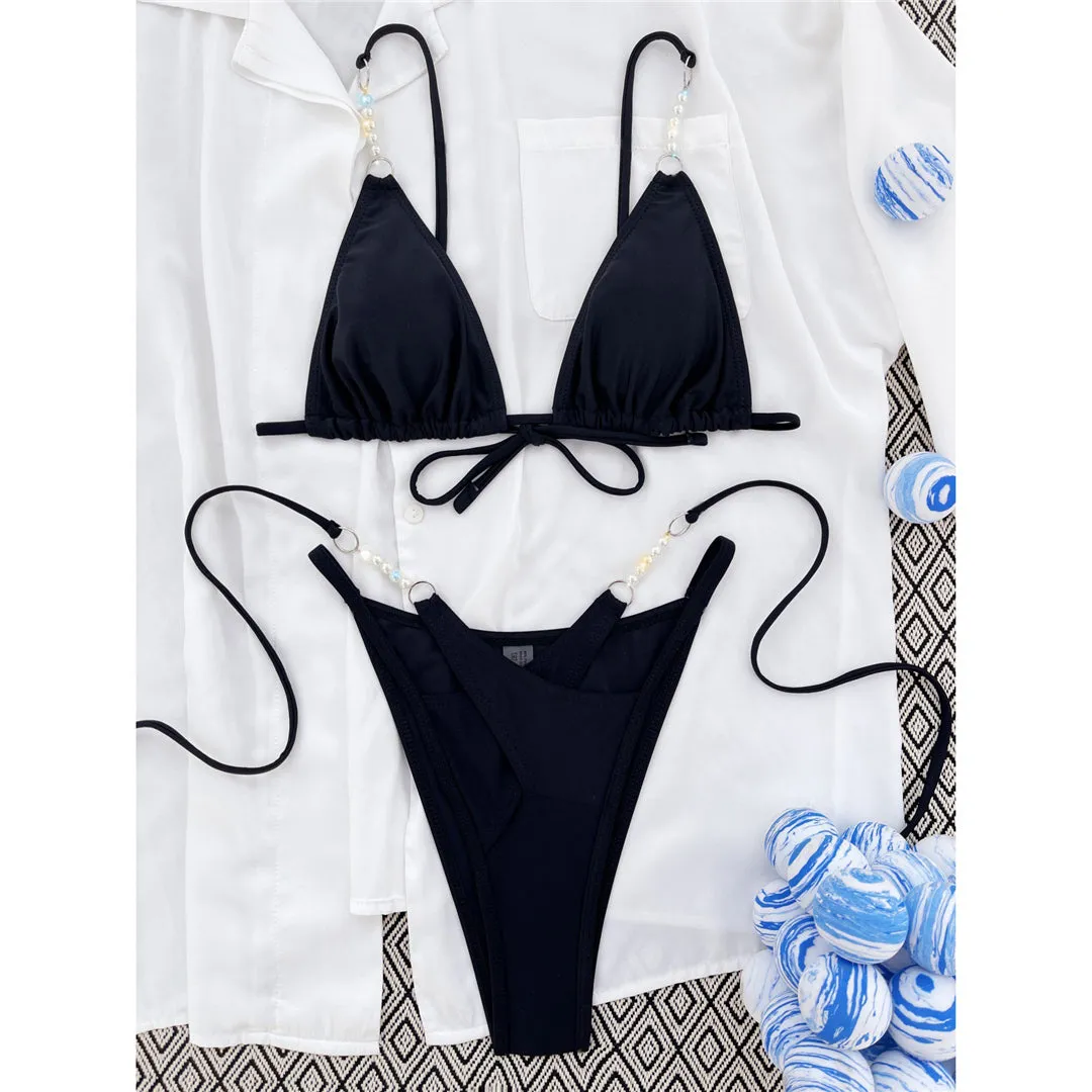 Valerie Halter Pearls Cut Out Bikini