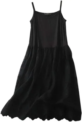 Women Casual Floral Lace Trim Extender Camisole Dress Slip Spaghetti Tank Top for Summer