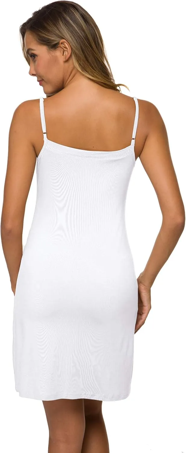 Women's Basic Adjustable Spaghetti Strap Cami Slip Mini Dress