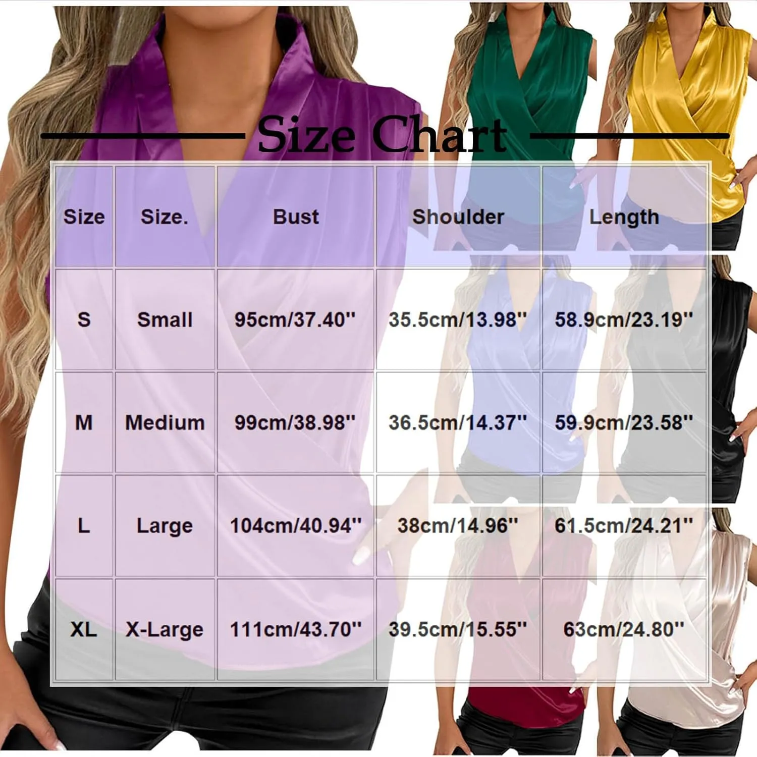 Women's Satin Silky Top 2025 Summer Cowl Neck Drape Ruched Front Sleeveless Tank Blouse Loose Comfy Shirts Tees