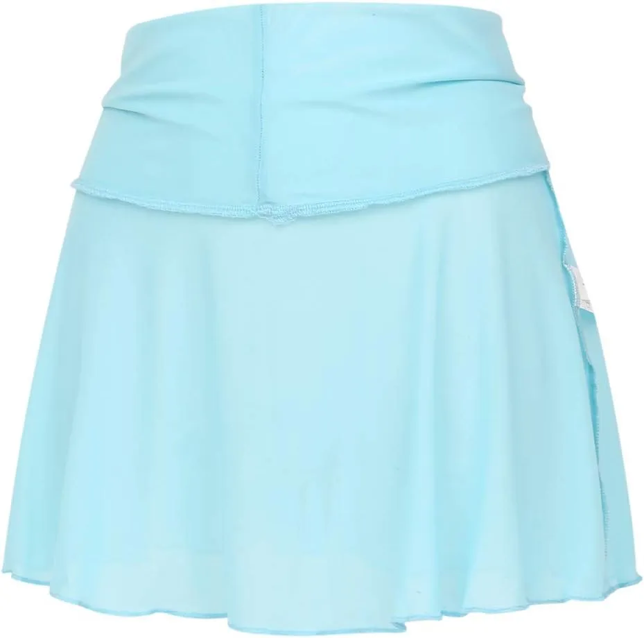 Women's Sheer Mesh Mini Skirts See-Through High Waist Solid Skater Skirt Beach Cover-ups Without Briefs