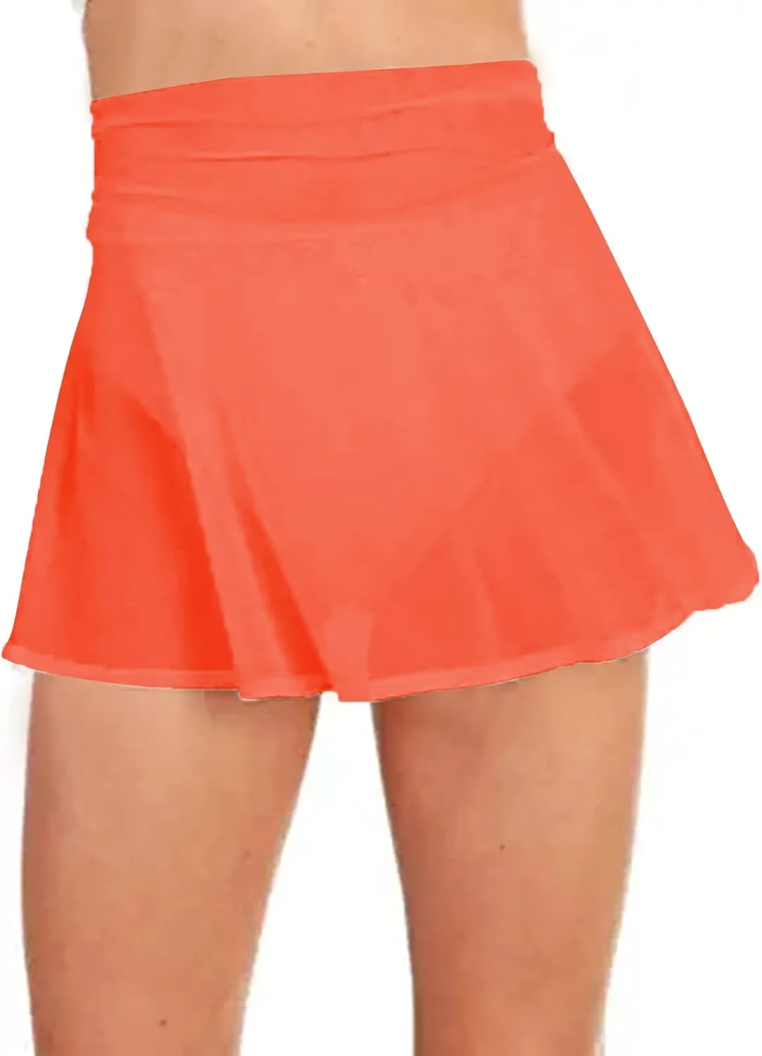 Women's Sheer Mesh Mini Skirts See-Through High Waist Solid Skater Skirt Beach Cover-ups Without Briefs