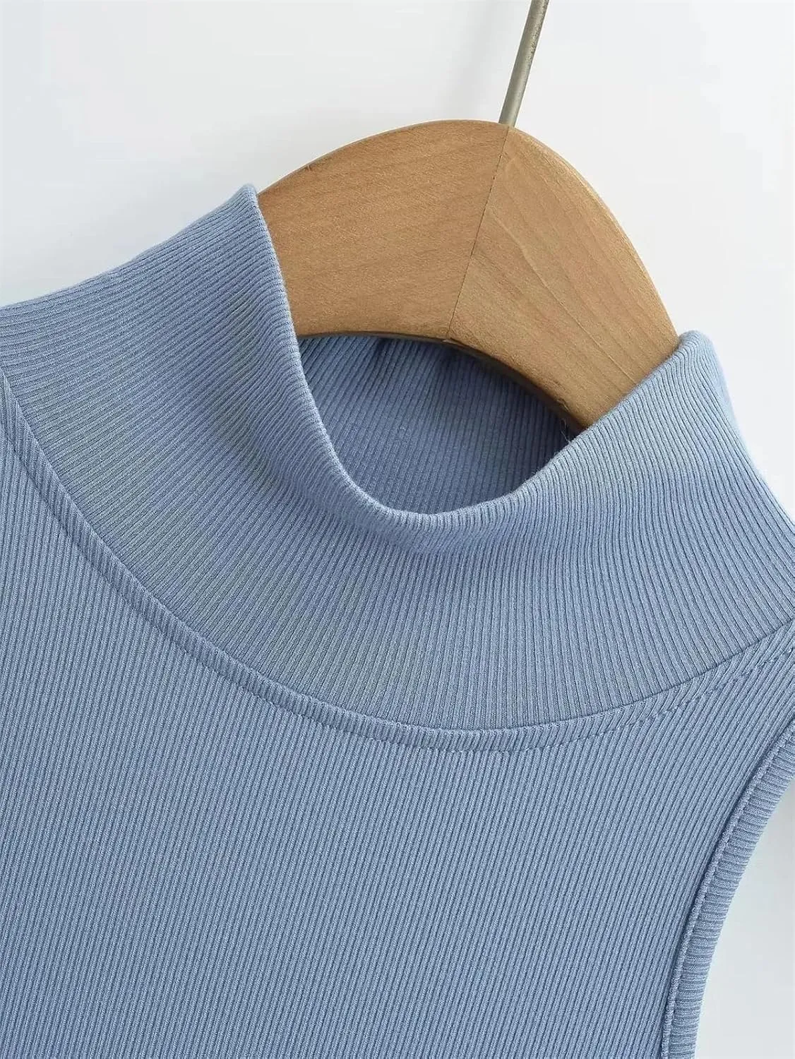 Women's Turtleneck Sleeveless Knitted Dress Slim Fit Stretch Solid Color Trumpet Fishtail Midi Dress