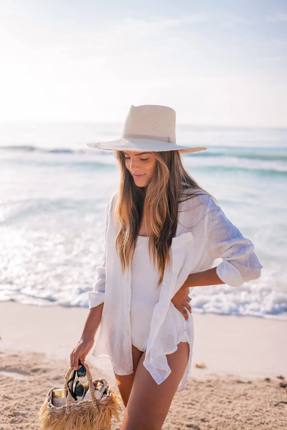 Zoye Chen Womens Bikini Swimsuit Cover Up Button Down V Neck Shirts Long Sleeve Blouse Beachwear Bathing Suit